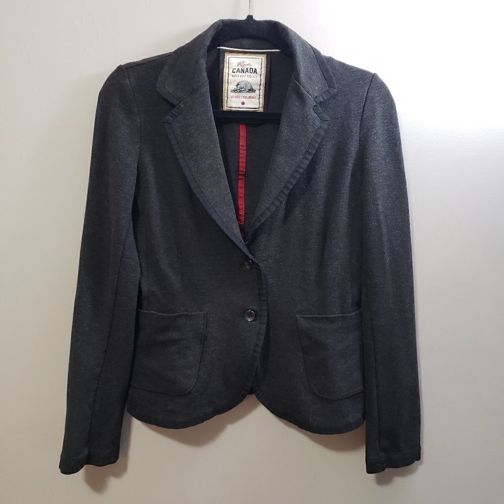 Roots Canada * Grey Stretch Knit Blazer * Sz M - Picture 2 of 10